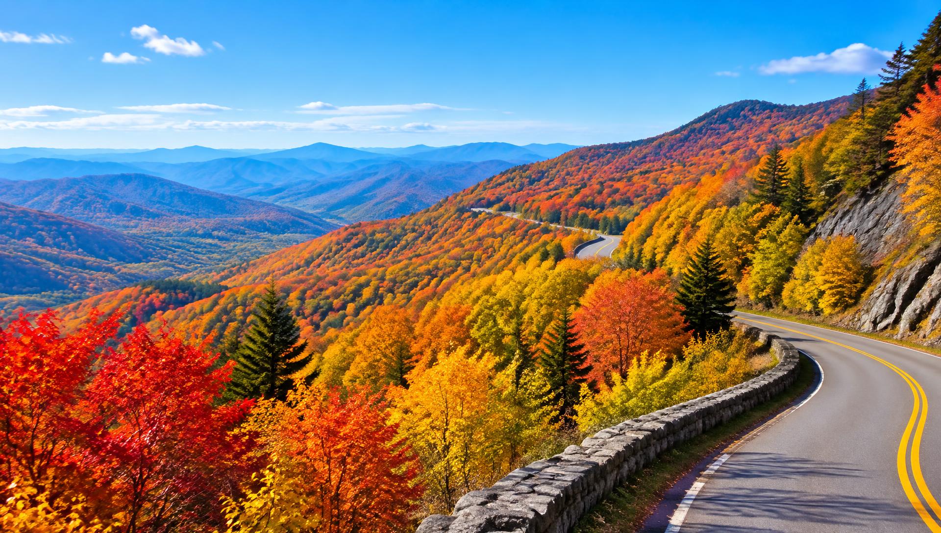 Brilliant fall color along the Blue Ridge Parkway in North Carolina